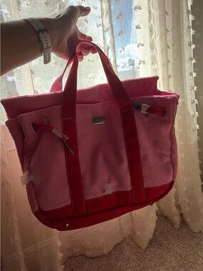 Sunwin Viral tote bag! Boatkin - Pink Tote Bag with Red Trim - Women's Carryall